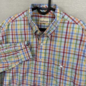Cotton Brothers Men’s XL Single Needle Tailoring Rainbow Plaid Long Sleeve Logo